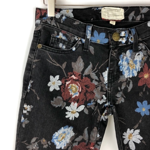 Current/Elliott 'The Stiletto' Black Wild Flower Skinny Jeans - Picture 5 of 13